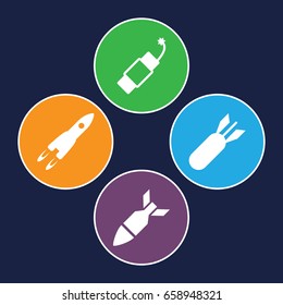 Rocket icons set. set of 4 rocket filled icons such as