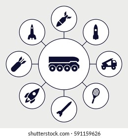 rocket icons set. Set of 9 rocket filled icons such as 