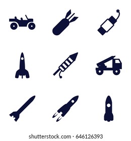 Rocket icons set. set of 9 rocket filled icons such as fireworks, firework