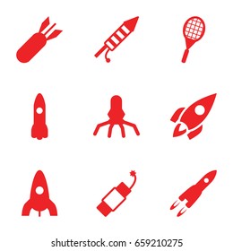 Rocket icons set. set of 9 rocket filled icons such as fireworks