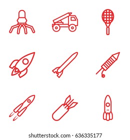 Rocket icons set. set of 9 rocket outline icons such as