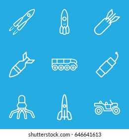 Rocket icons set. set of 9 rocket outline icons such as firework