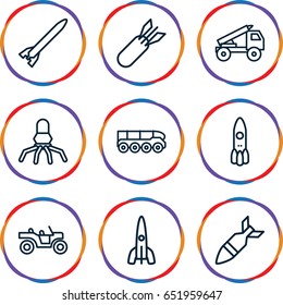 Rocket icons set. set of 9 rocket outline icons such as