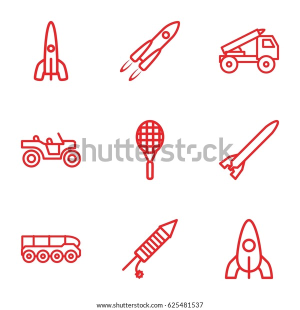Rocket icons set. set of 9 rocket outline icons\
such as fireworks