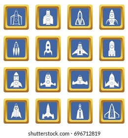 Rocket icons set in blue color isolated vector illustration for web and any design
