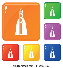 Rocket icons set collection vector 6 color isolated on white background
