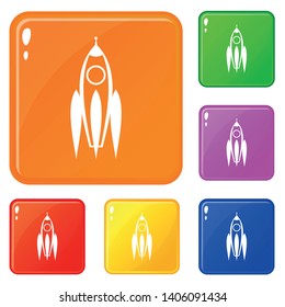 Rocket icons set collection vector 6 color isolated on white background