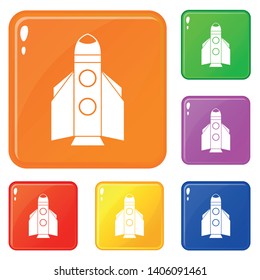 Rocket icons set collection vector 6 color isolated on white background