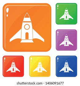 Rocket icons set collection vector 6 color isolated on white background