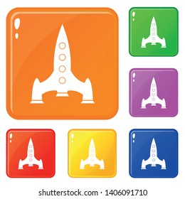 Rocket icons set collection vector 6 color isolated on white background