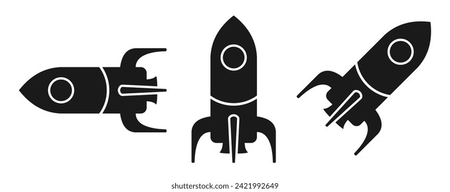 Juego de iconos de cohetes. ilustración vectorial de diseño plano aislada en fondo blanco.