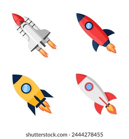 Rocket icons set. Flat Design Icon Template Vector Illustration.