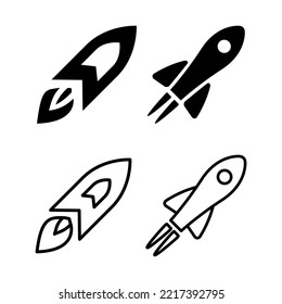 Rocket Icons Set In Flat Style Vector Illustration. Startup, Launching, Spaceship Launch Symbols
