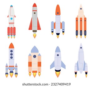 Rocket Icons Set isolated on white background
