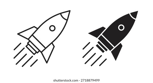 Rocket icons set isolated on white background flat vector illustration.