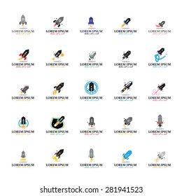 Rocket Icons Set - Isolated On White Background - Vector Illustration, Graphic Design, Editable For Your Design 