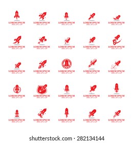 Rocket Icons Set - Isolated On White Background - Vector Illustration, Graphic Design, Editable For Your Design 
