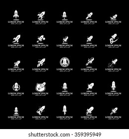 Rocket Icons Set - Isolated On Black Background - Vector Illustration, Graphic Design, Editable For Your Design