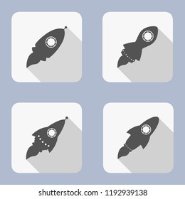 Rocket icons set on white background