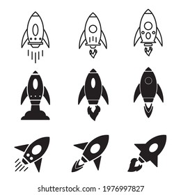 rocket icons set. rocket pack symbol vector elements for infographic web.