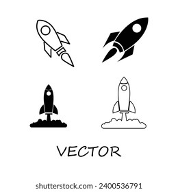 Rocket icons set. Rocketship launch concept. Space rocket launch flat trendy style illustration on white background..eps