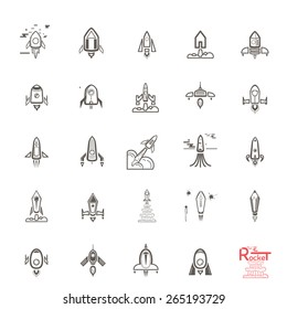 Rocket icons. Set sketches doodles. EPS 10