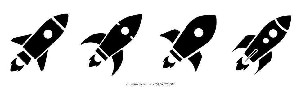 Rocket icons set. Space ship vector icon.