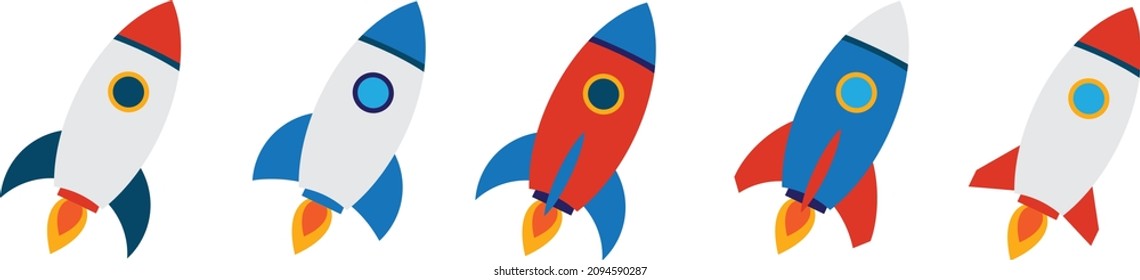 Rocket icons set. Spaceship launch icon. Vector