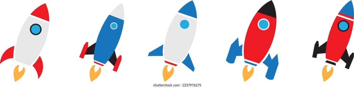 Rocket icons set. Spaceship launch icon.