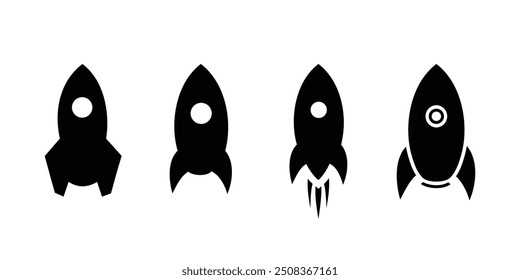 Rocket icons set. Spaceship launch icon collection. Rocketship launch icons concept.
