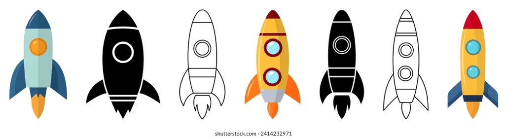 Rocket icons set. Startup, space, business concept. Vector illustration isolated on white background
