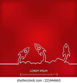 Rocket icons. Sign startup.