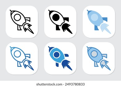 Raketensymbole mit verschiedenen Designstilen