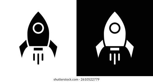 Rocket icons vector set in solid flat style