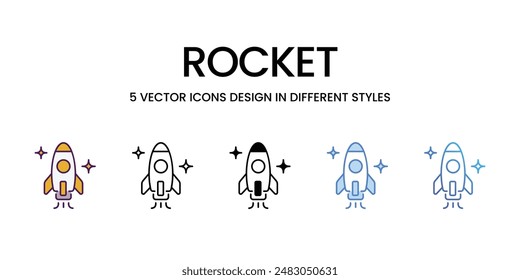 Conjunto de Vector de iconos de cohetes ilustración de stock.