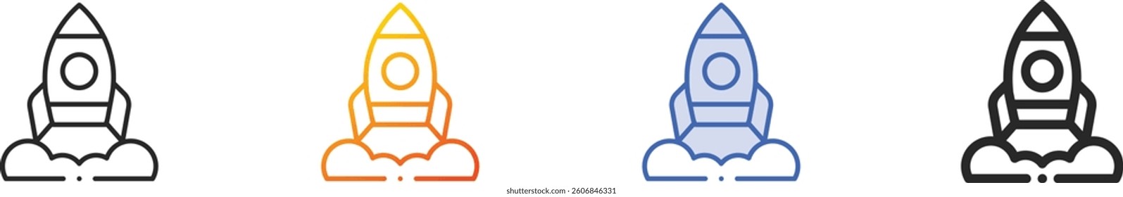 rocket icon.Thin Linear, Gradient, Blue Stroke and bold Style Design Isolated On White Background