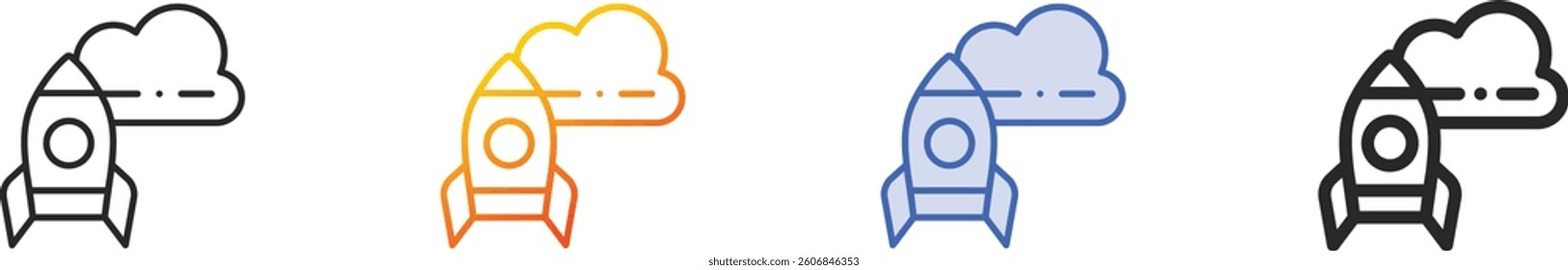 rocket icon.Thin Linear, Gradient, Blue Stroke and bold Style Design Isolated On White Background