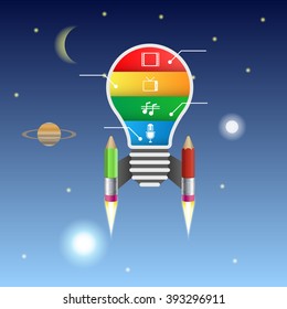 Rocket idea. Graphic template. Vector illustration