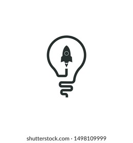 Rocket Idea Logo Design Template. Vector Illustration