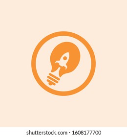 Rocket idea logo design template. Vector illustartion by rocket and bulb element