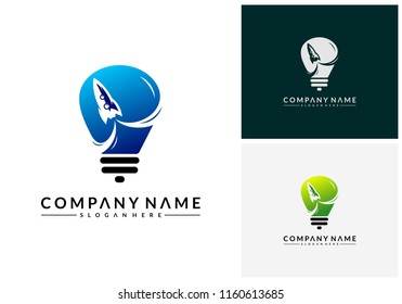 Rocket Idea logo template, Modern Bulb Rocket designs concept
