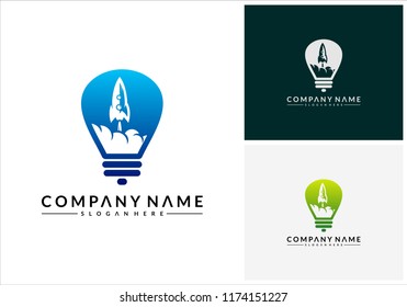 Rocket Idea logo template, Modern Bulb Rocket designs concept