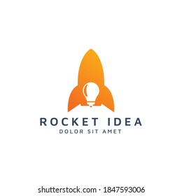 rocket idea negative space logo design
