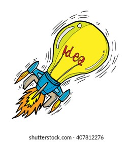 Rocket idea sketch free hand with Vector EPS10.