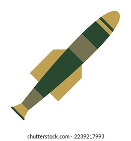 Raketengrafik. Artillerie-Muschel, Kopfkopf einzeln auf weißem Hintergrund. Weapon, Flugzeugkonzept