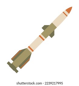 Rocket illustration. Artillery shell, warhead isolated on white background. Weapon concept
