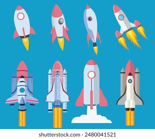 Rocket Illustration. Different spaceships pack