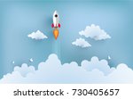 rocket illustration flying over cloud. beautiful scenery with white clouds