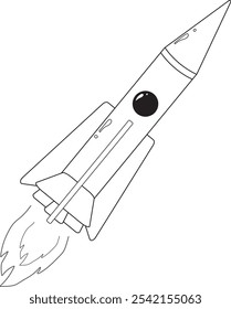 ROCKET ILLUSTRATION LINE ART VECTOR