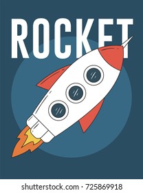 Rocket Illustration on Blue Background